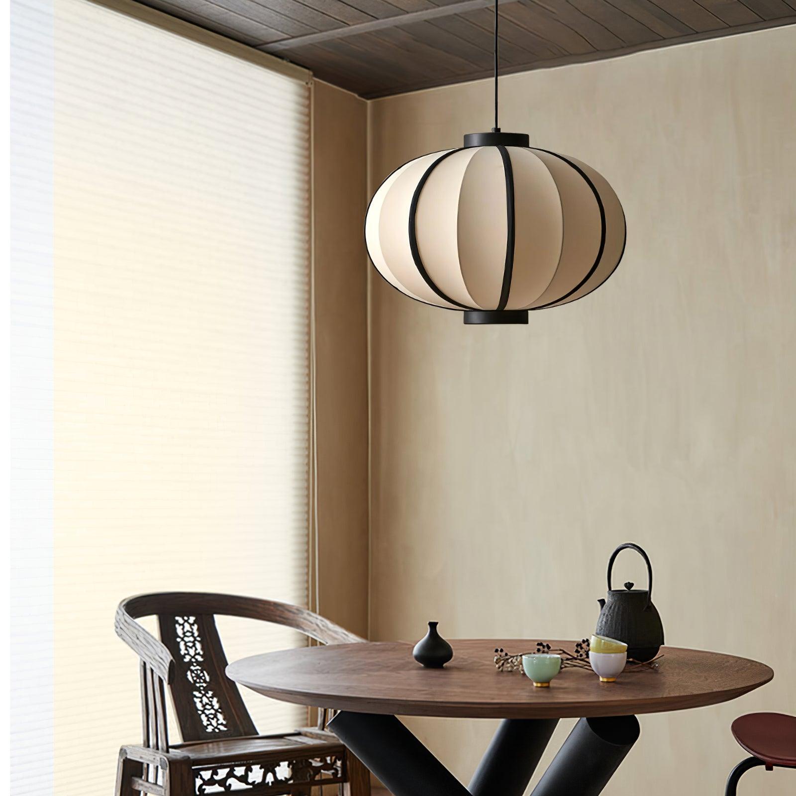 Pendant Lamp Fabric Lantern Shade Metal Frame Vintage - Lamp Copper