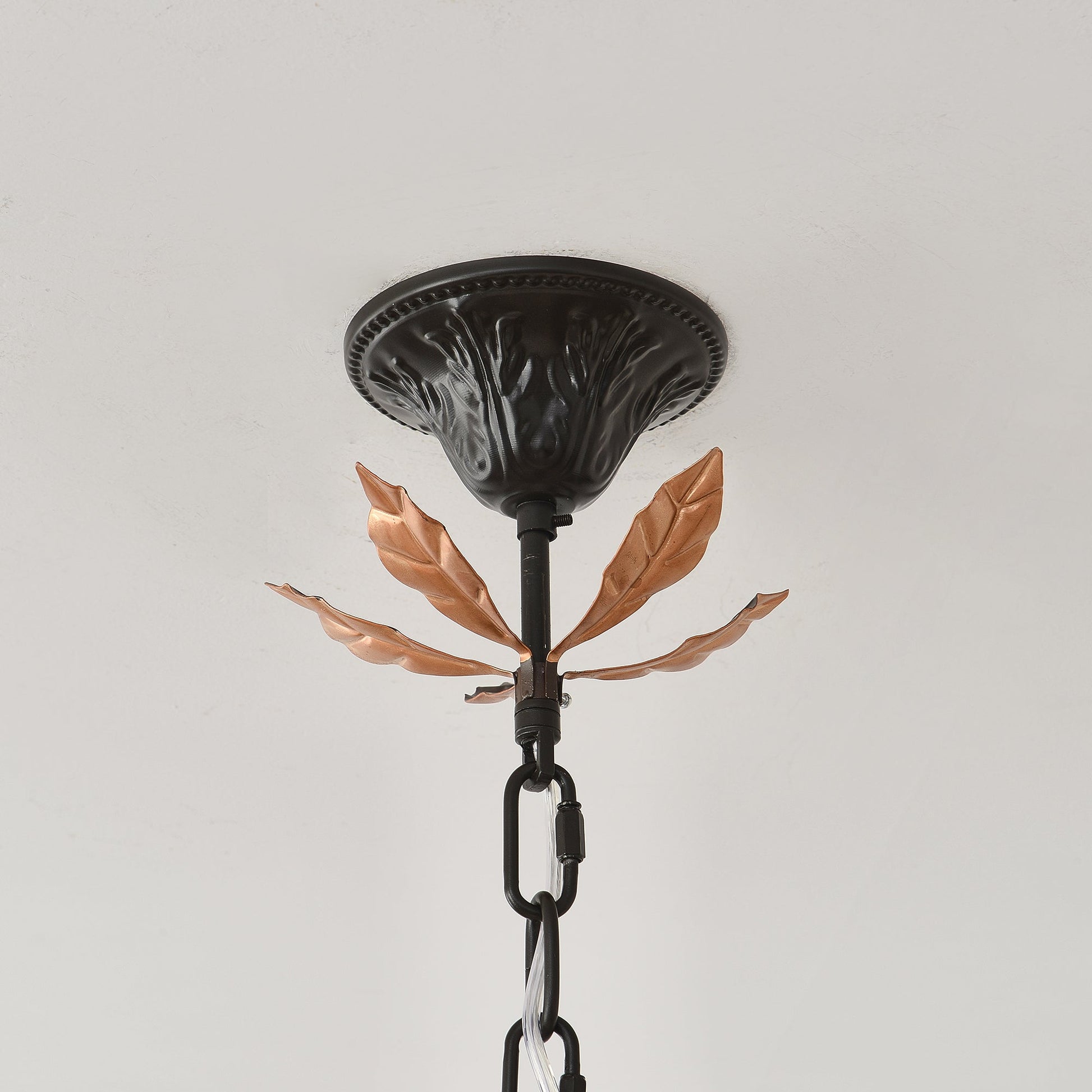 Avelora Vintage Industrial Tulip Pink Glass Metal Chandelier - Lamp Copper