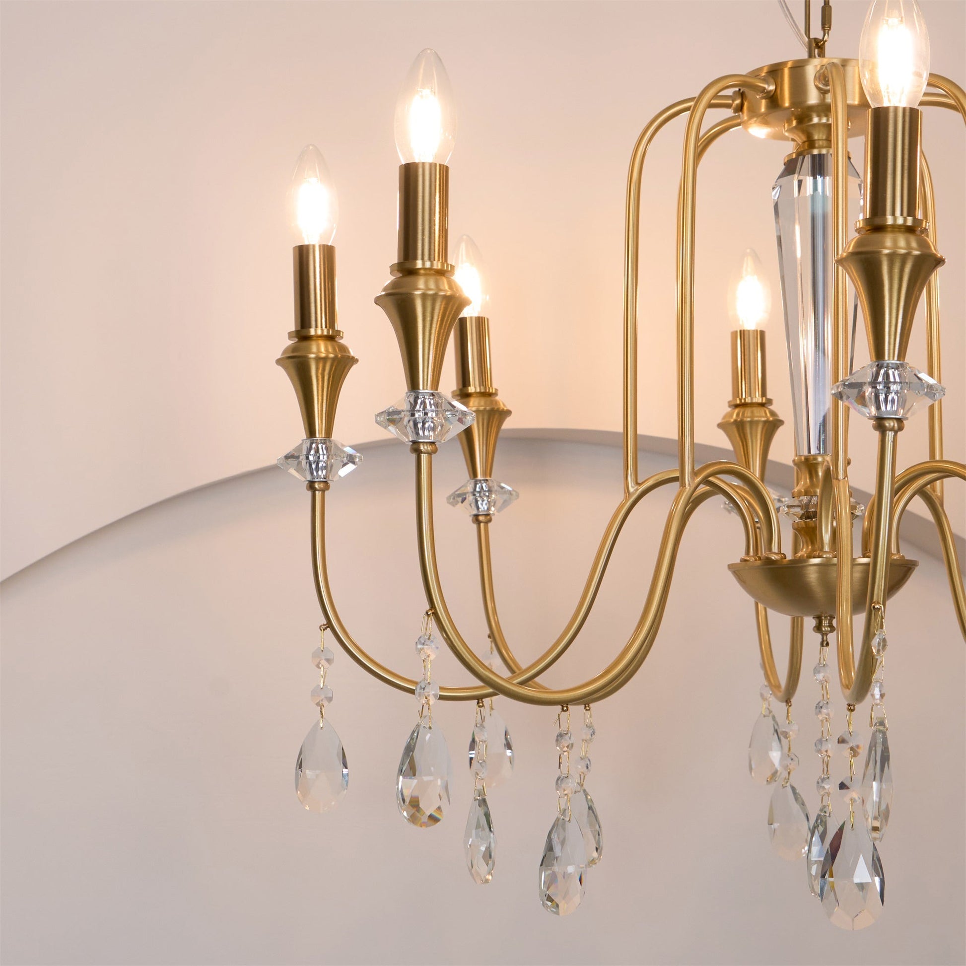 Ercararis Vintage Industrial Brass Crystal Chandelier - Lamp Copper