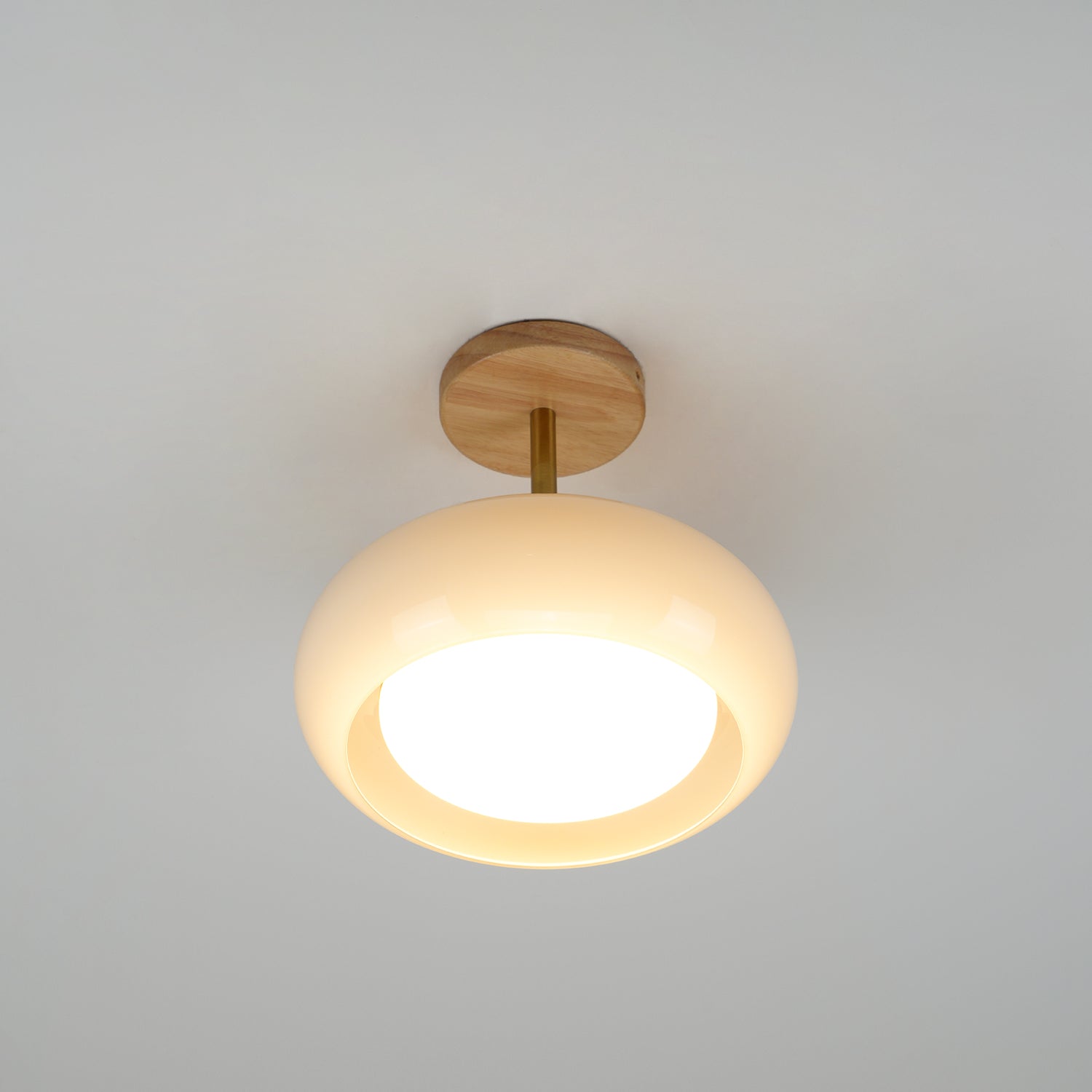 Charlotte Flush Mount Ceiling Light Glass Wood &Orange&White - Lamp Copper