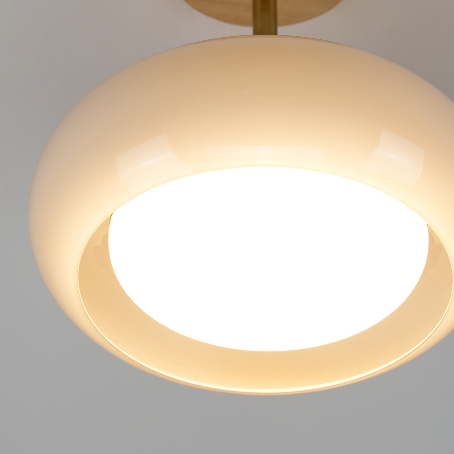 Charlotte Flush Mount Ceiling Light Glass Wood &Orange&White - Lamp Copper
