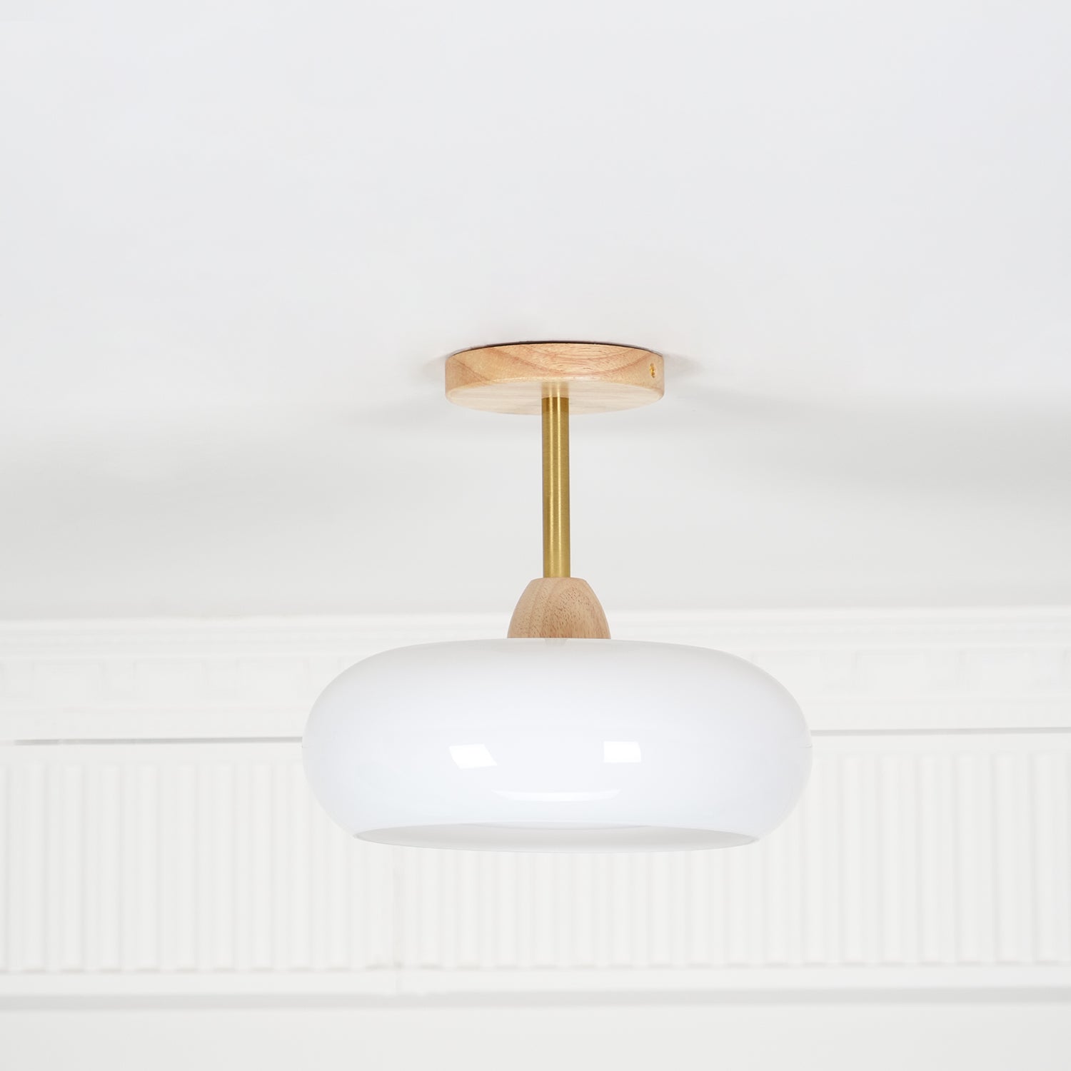 Charlotte Flush Mount Ceiling Light Glass Wood &Orange&White - Lamp Copper