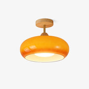 Charlotte Flush Mount Ceiling Light Glass Wood &Orange&White - Lamp Copper