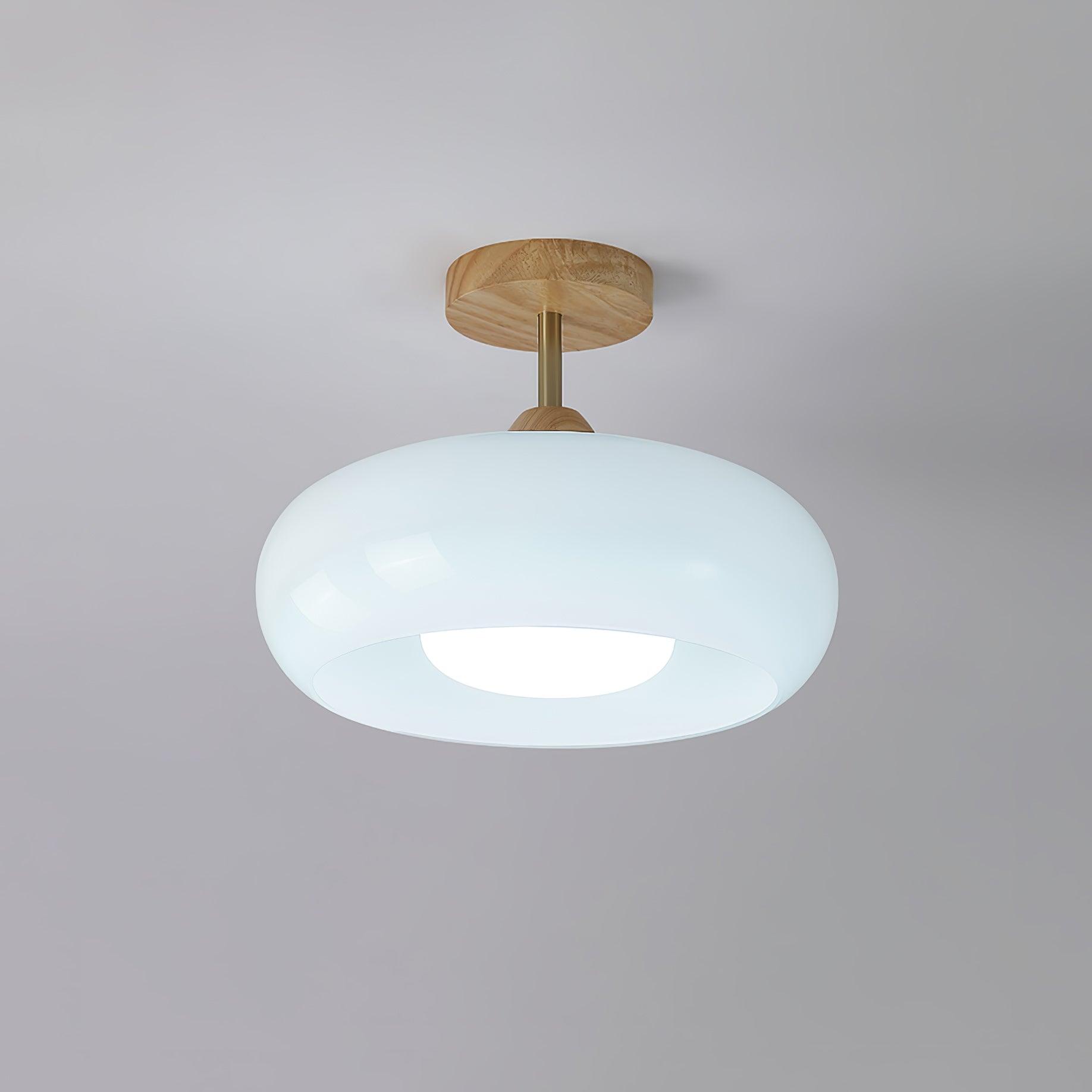 Charlotte Flush Mount Ceiling Light Glass Wood &Orange&White - Lamp Copper