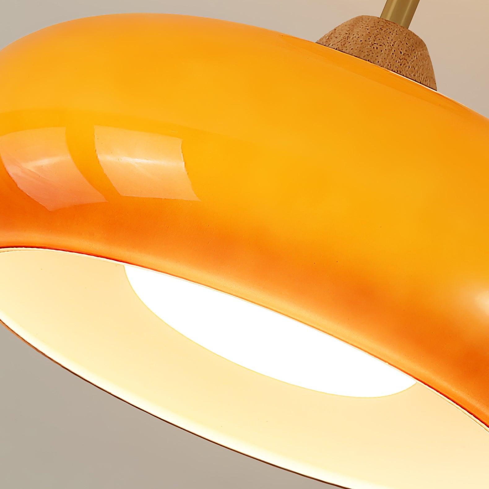 Charlotte Flush Mount Ceiling Light Glass Wood &Orange&White - Lamp Copper