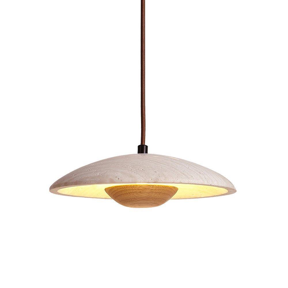 Zodore Wide-Brim Travertine Pendant Light - Lamp Copper