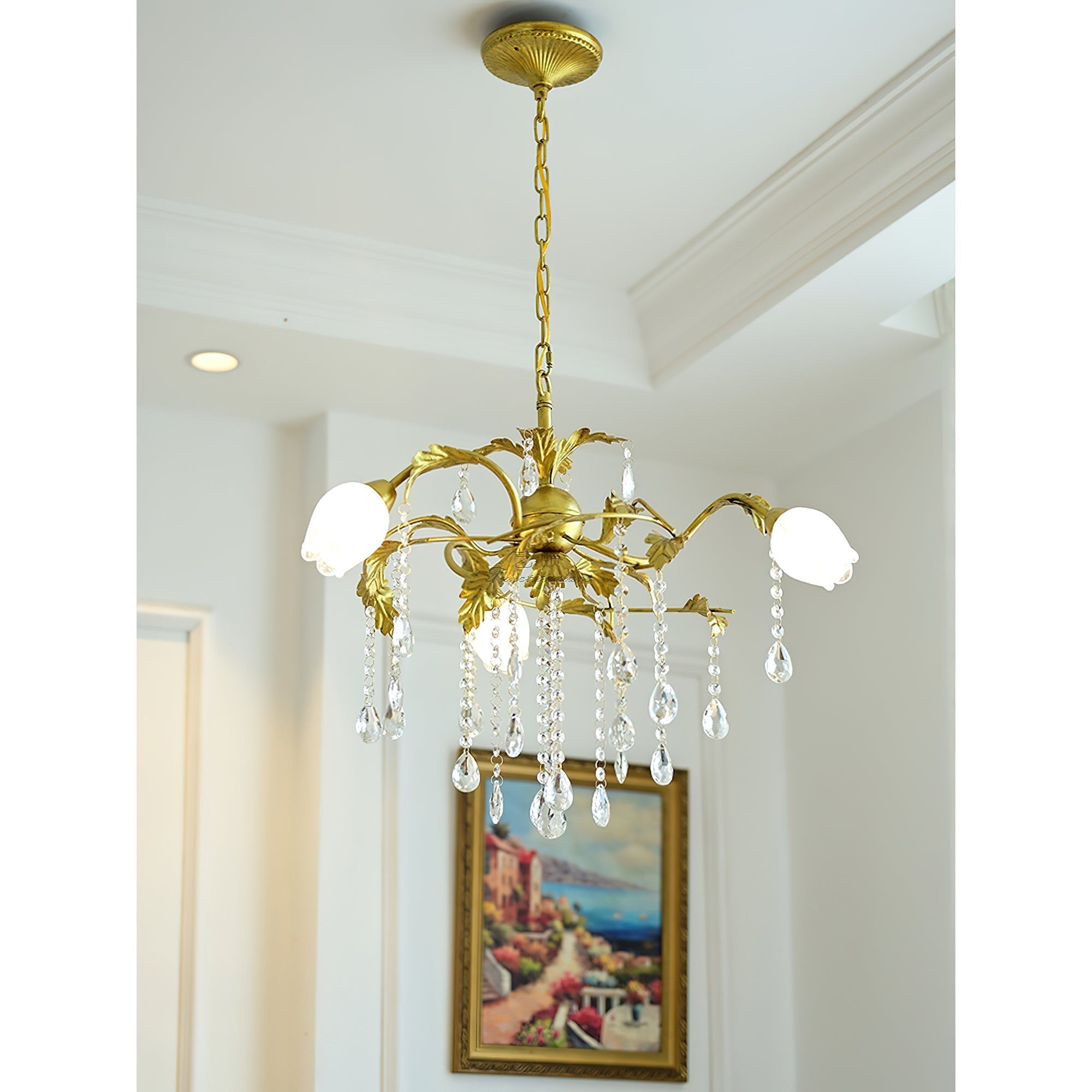 Vasorus Vintage Industrial Brass Crystal Chandelier - Lamp Copper