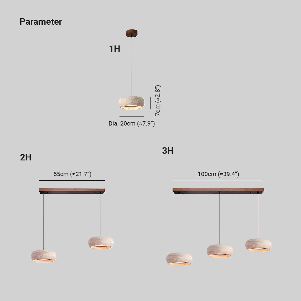 Tova Donut-Shaped Pendant Lights Travertine - Lamp Copper