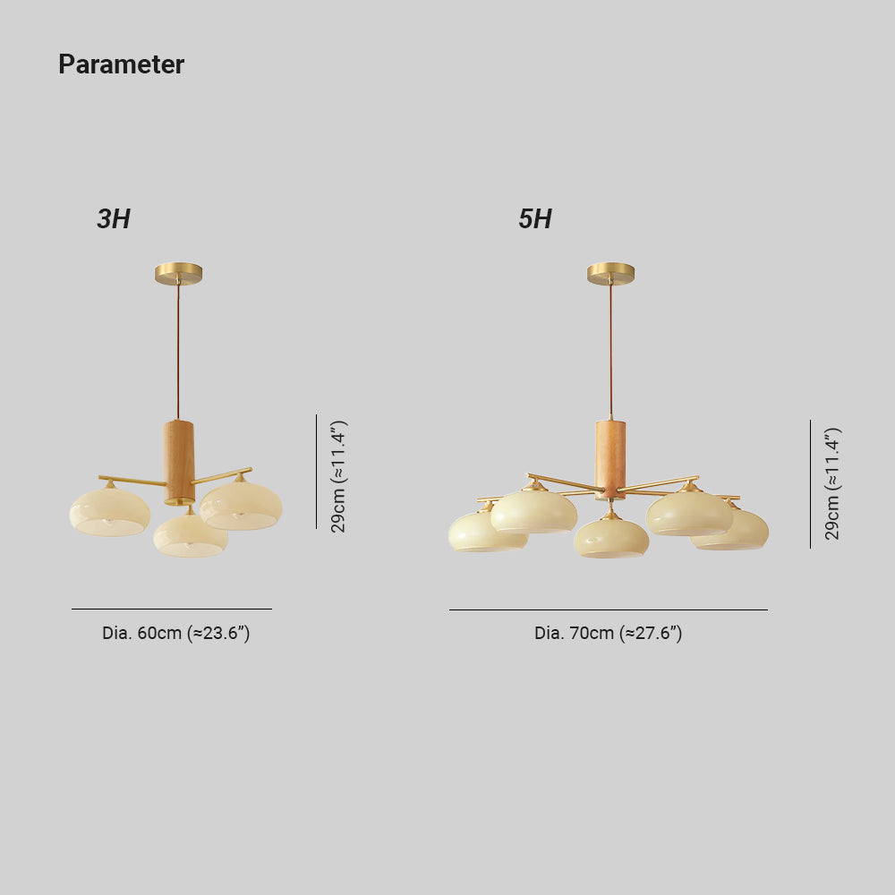 Candy Glass Persimmon Chandeliers - Lamp Copper