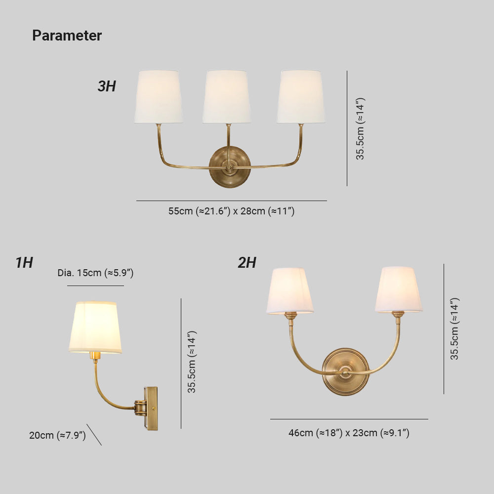 Victor Wall Lamp Black Bronze Fabric - Lamp Copper