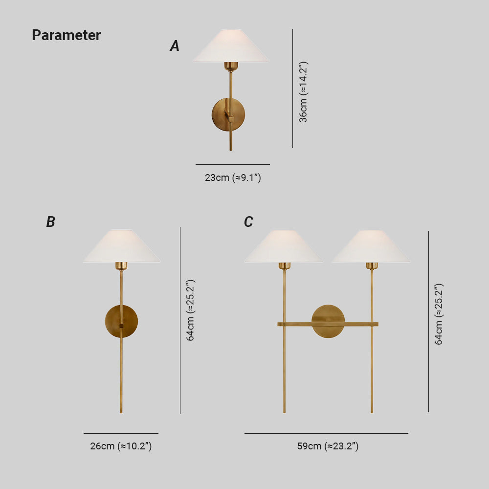 Genevieve Wall Lamp Fabric - Lamp Copper