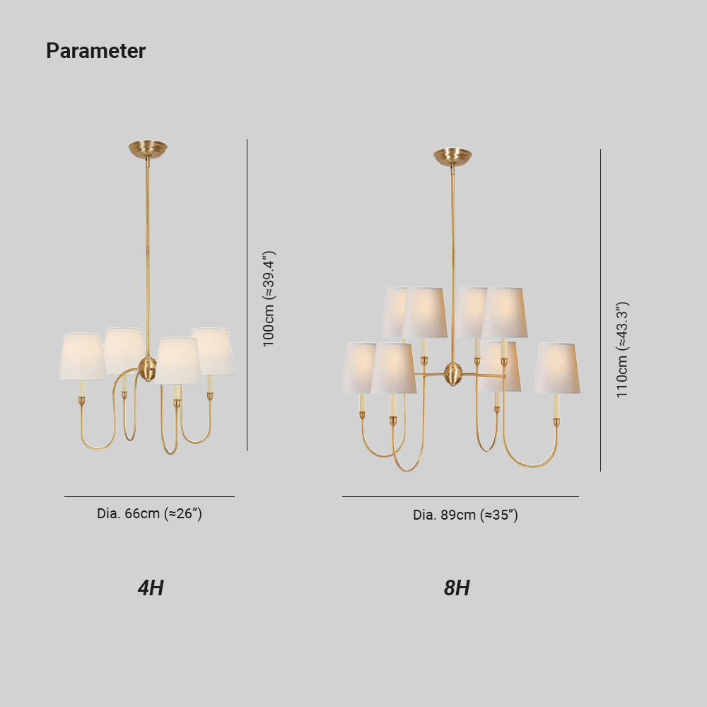Talia Chandelier Luxury Brass Fabric - Lamp Copper