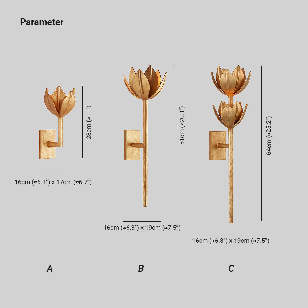 Quina Wall Lamp Flower - Lamp Copper