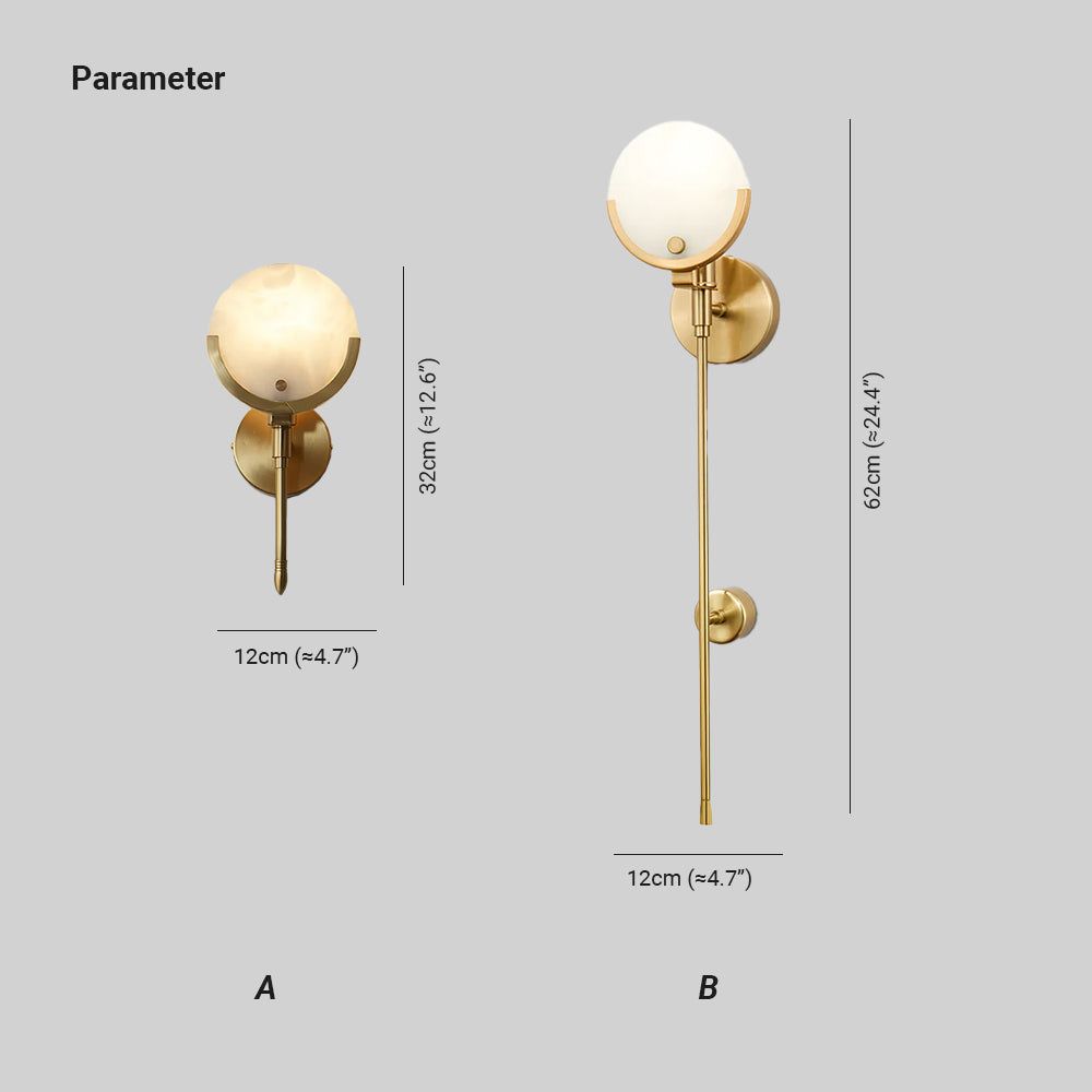Bravi Brass Sconce Alabaster - Lamp Copper