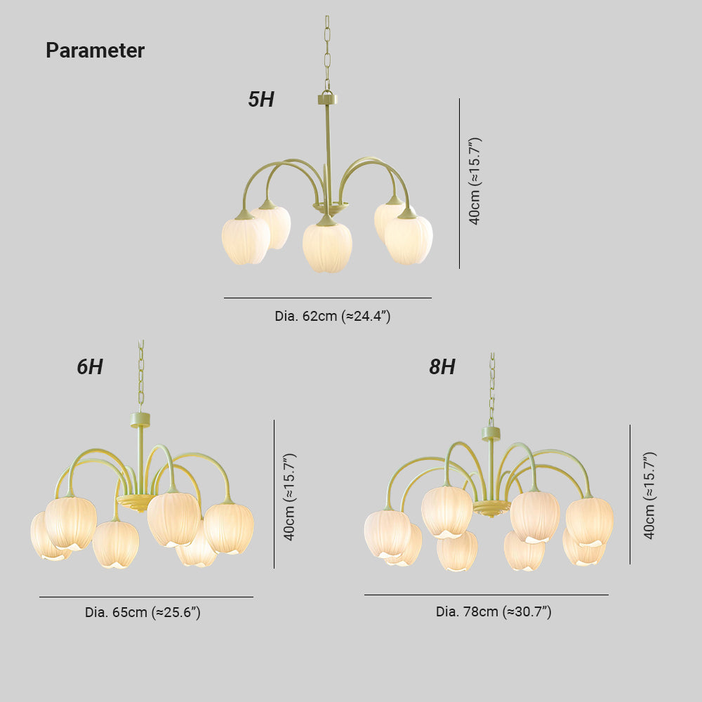 Tulip Fresh Chandeliers Glass - Lamp Copper