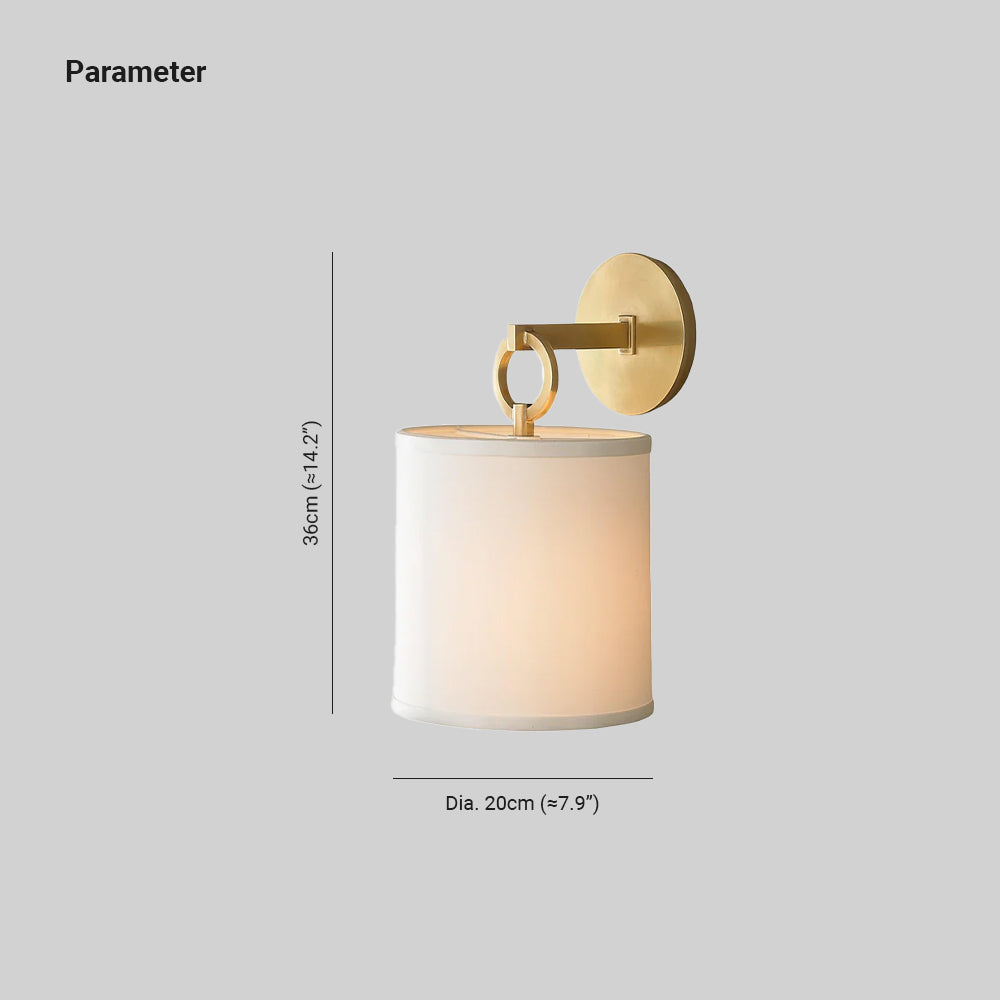 Iris Wall Lamp Farmhouse Fabric Cylindrical - Lamp Copper