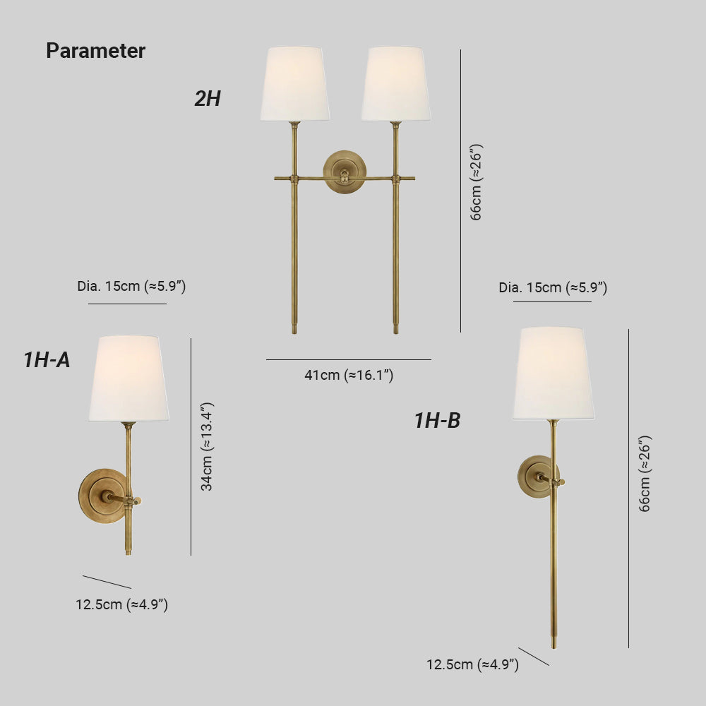 Theodore Wall Lamp Brass Fabric - Lamp Copper