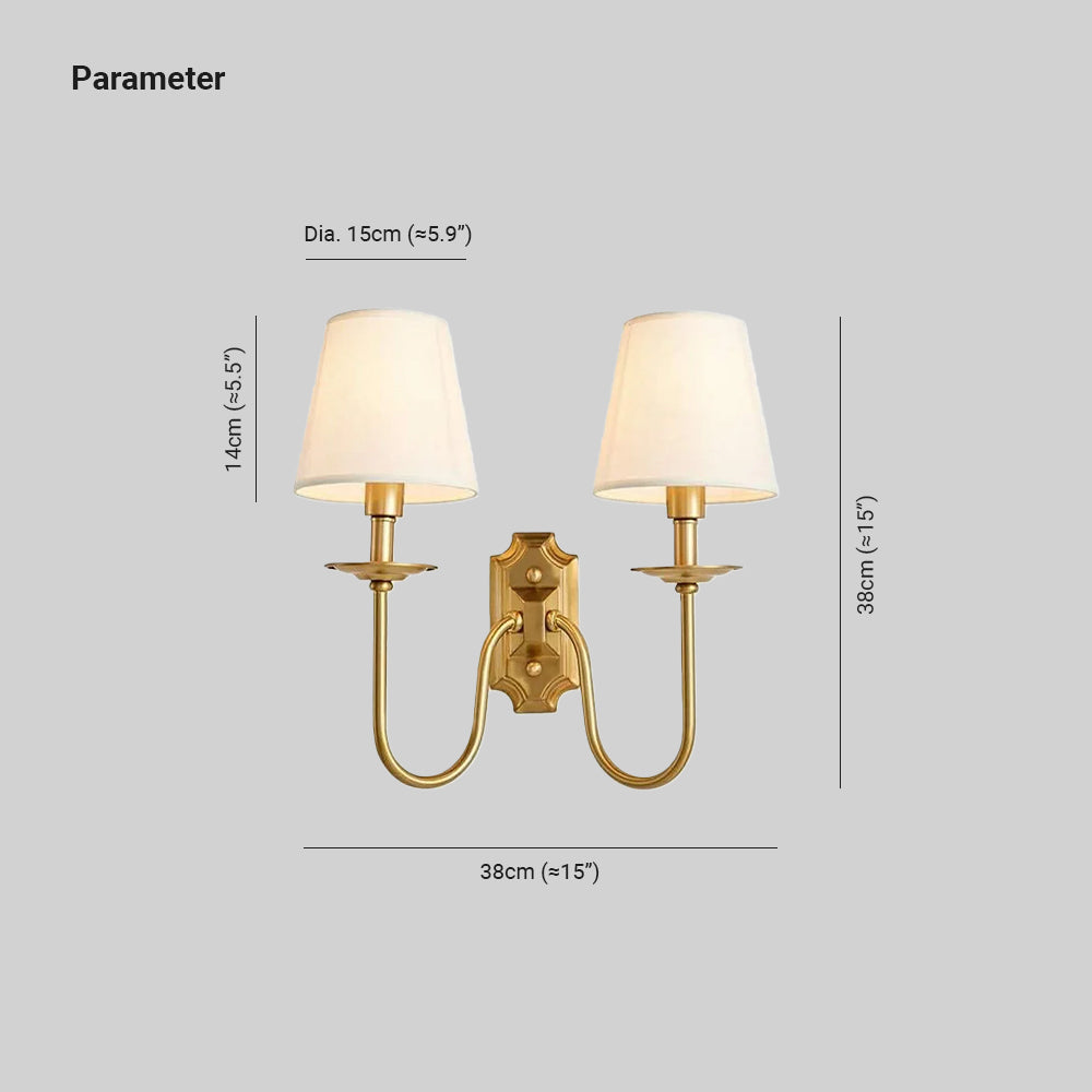 Chloe Vintage Fabric Shades Wall Lamp - Lamp Copper