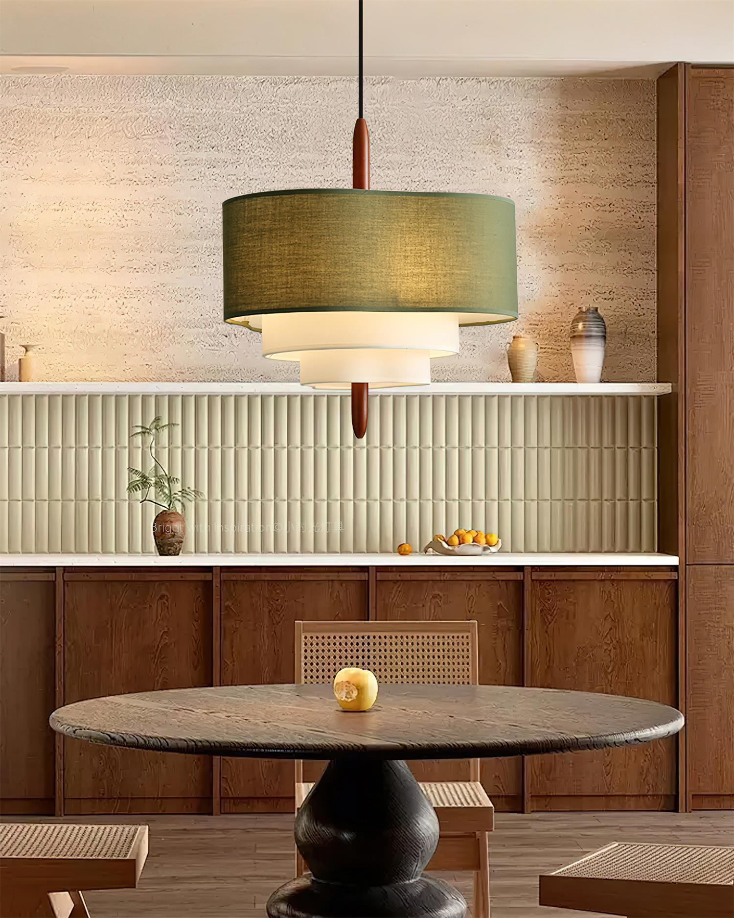 Ophel Green Fabric Pendant Lamp - Lamp Copper