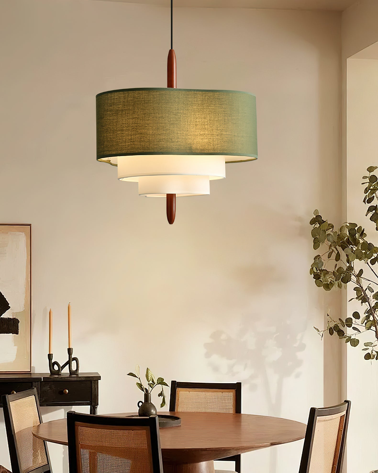 Ophel Green Fabric Pendant Lamp - Lamp Copper