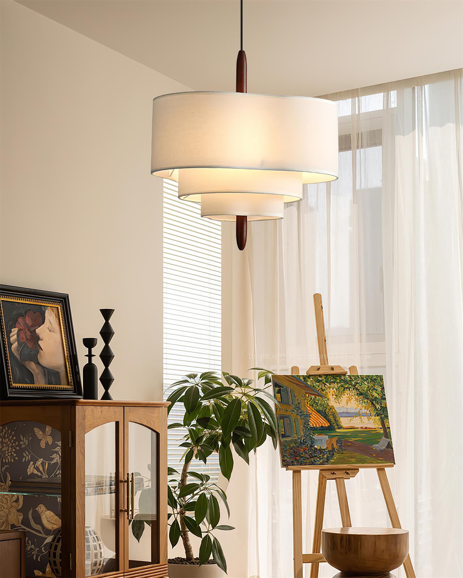 Ophel Green Fabric Pendant Lamp - Lamp Copper
