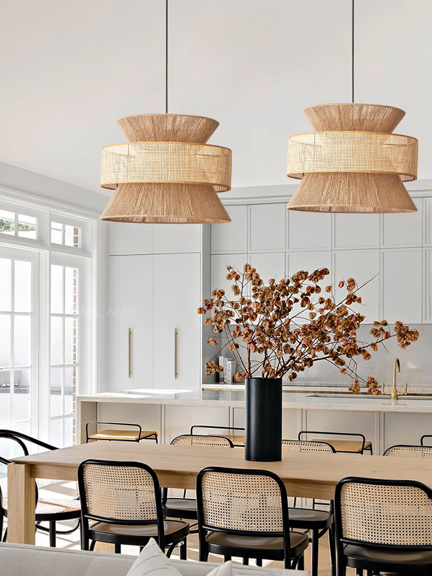 Ophelia Woven Rattan Pendant Light - Lamp Copper