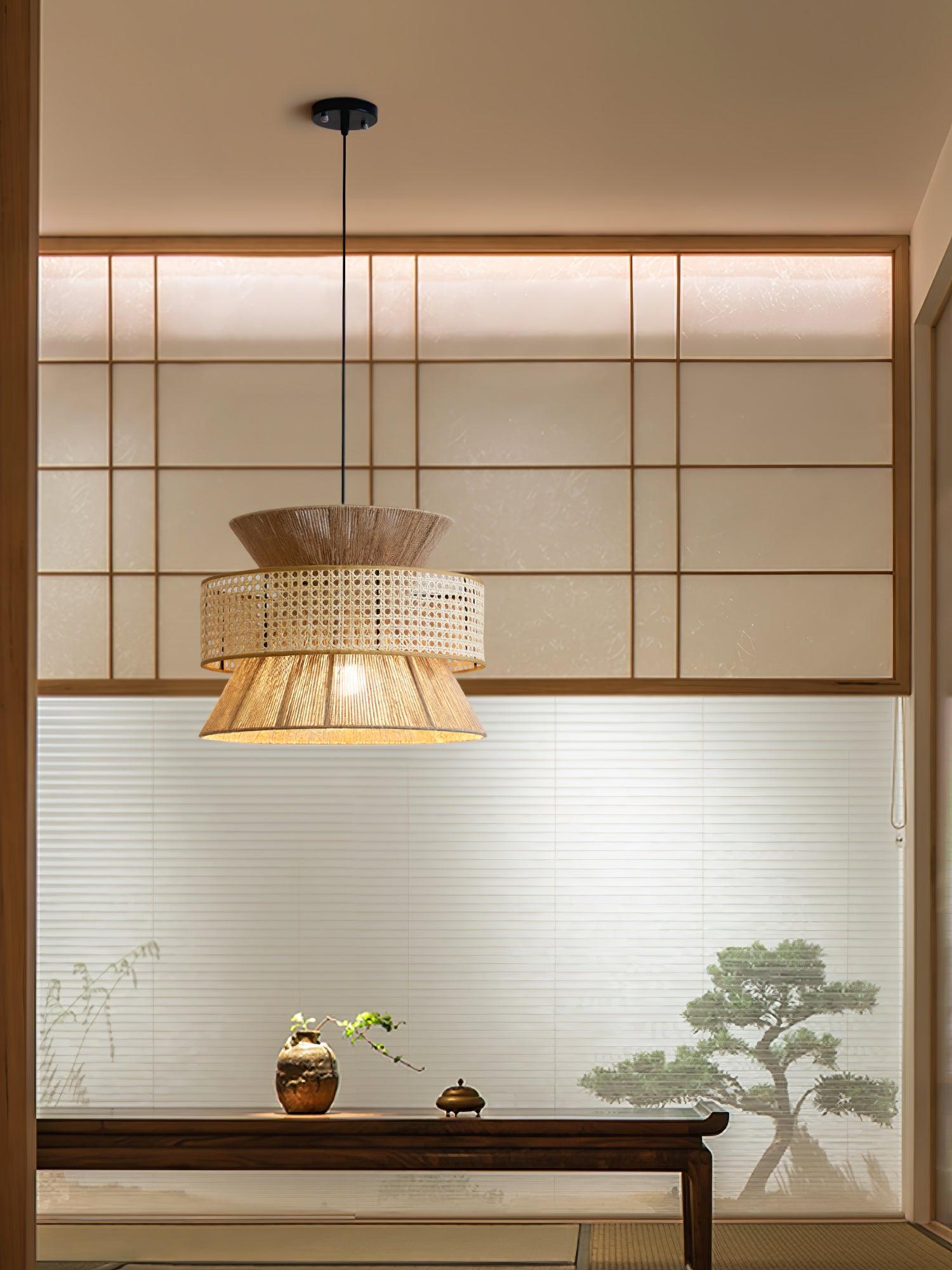Ophelia Woven Rattan Pendant Light - Lamp Copper
