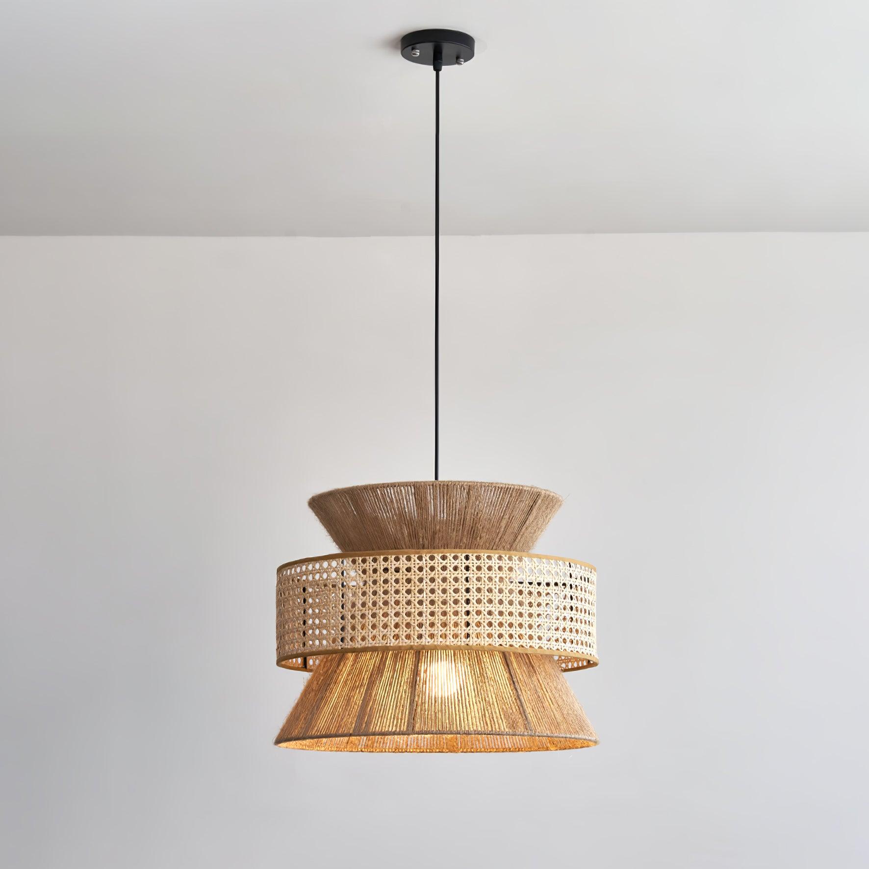 Ophelia Woven Rattan Pendant Light - Lamp Copper