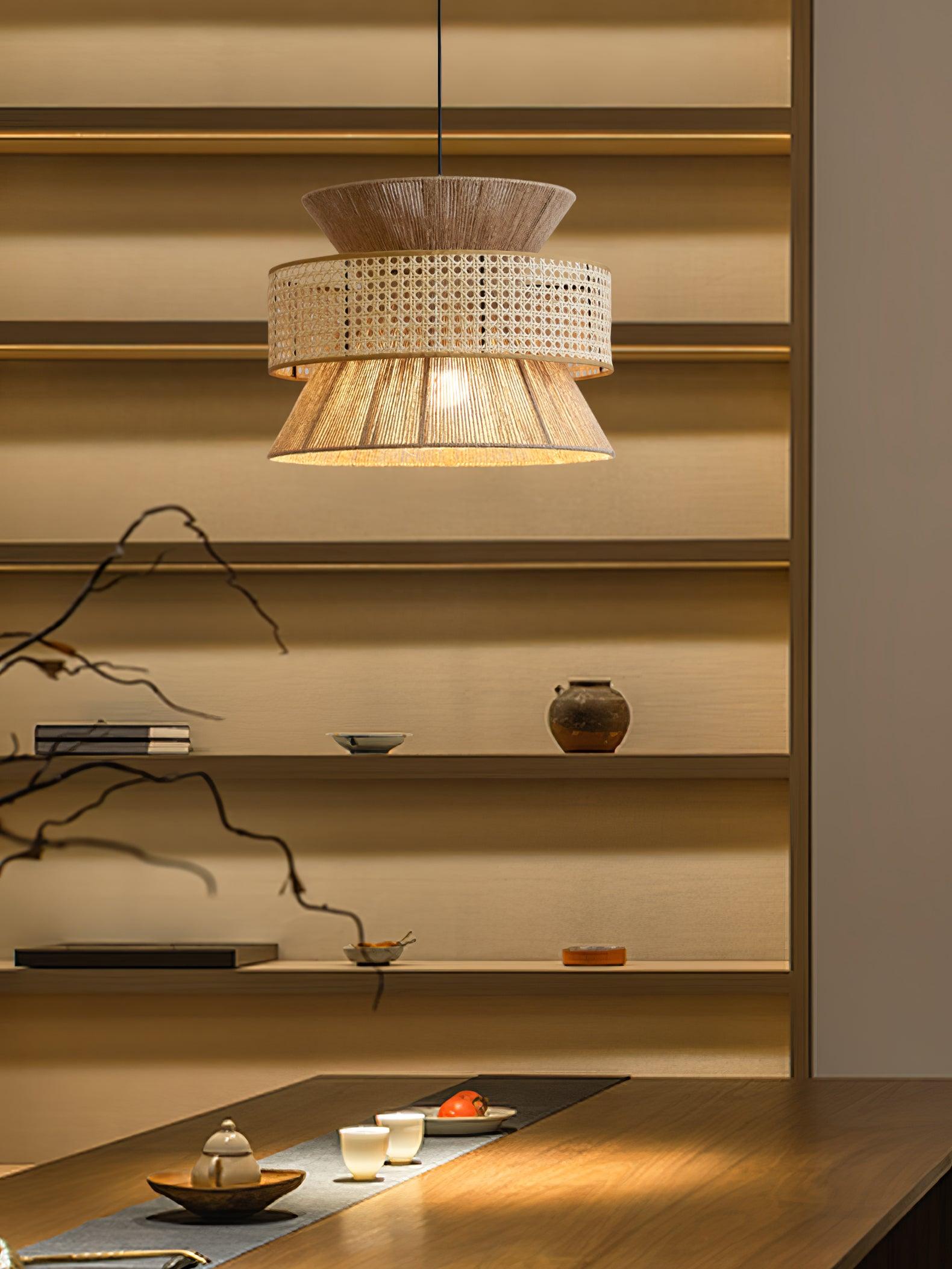 Ophelia Woven Rattan Pendant Light - Lamp Copper