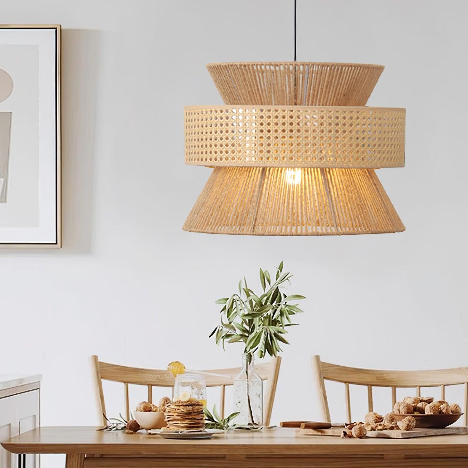 Ophelia Woven Rattan Pendant Light - Lamp Copper
