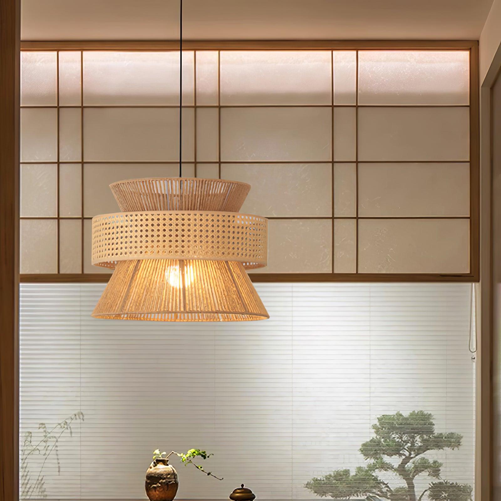 Ophelia Woven Rattan Pendant Light - Lamp Copper