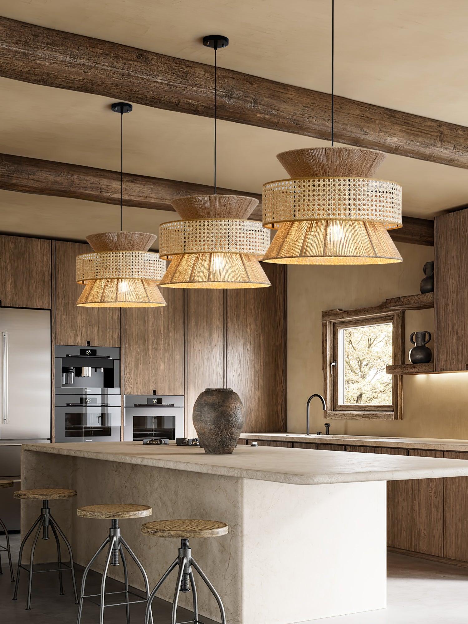 Ophelia Woven Rattan Pendant Light - Lamp Copper