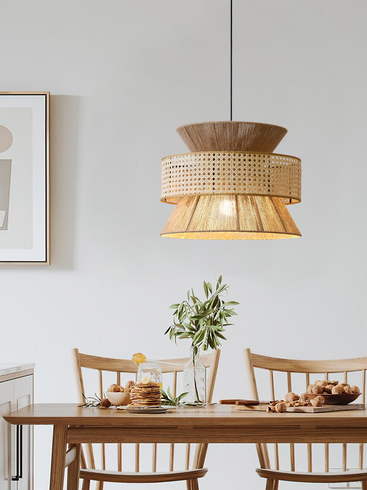 Ophelia Woven Rattan Pendant Light - Lamp Copper