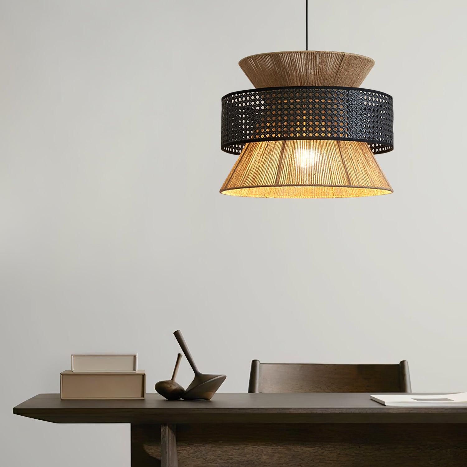Ophelia Woven Rattan Pendant Light - Lamp Copper