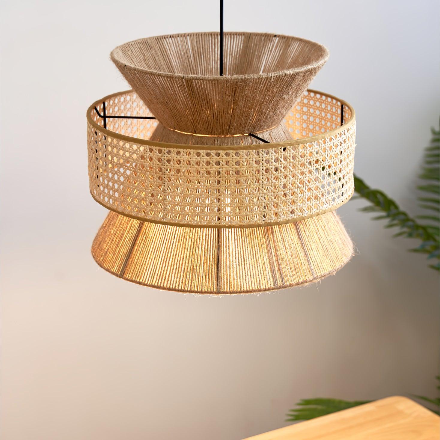 Ophelia Woven Rattan Pendant Light - Lamp Copper