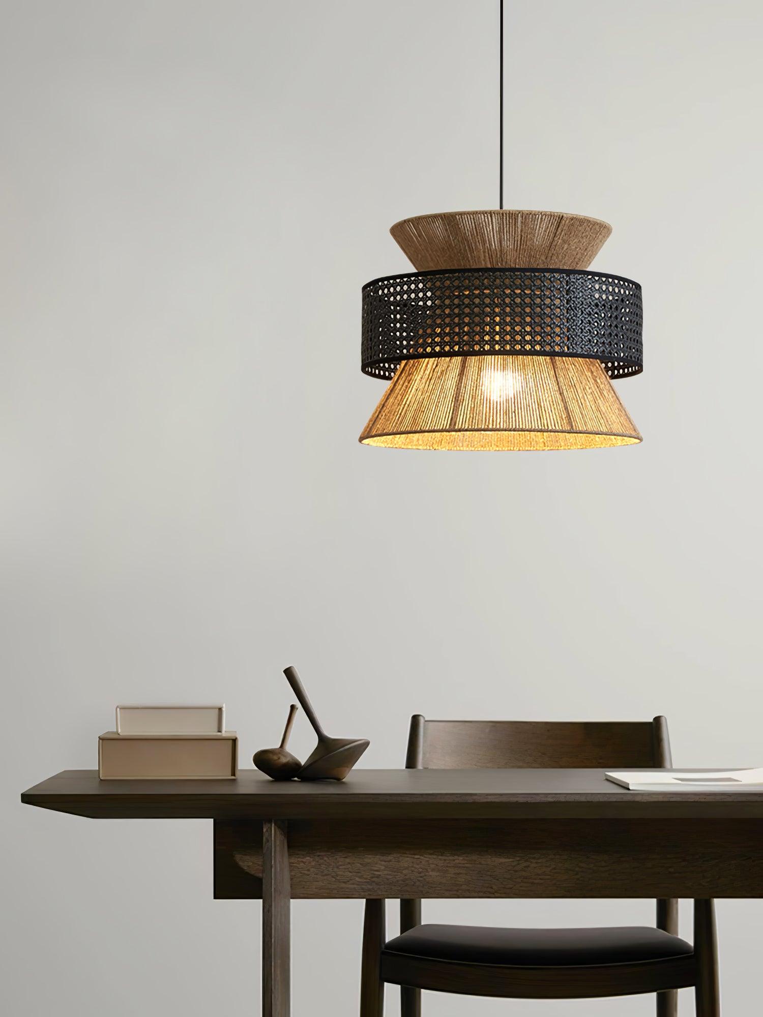 Ophelia Woven Rattan Pendant Light - Lamp Copper