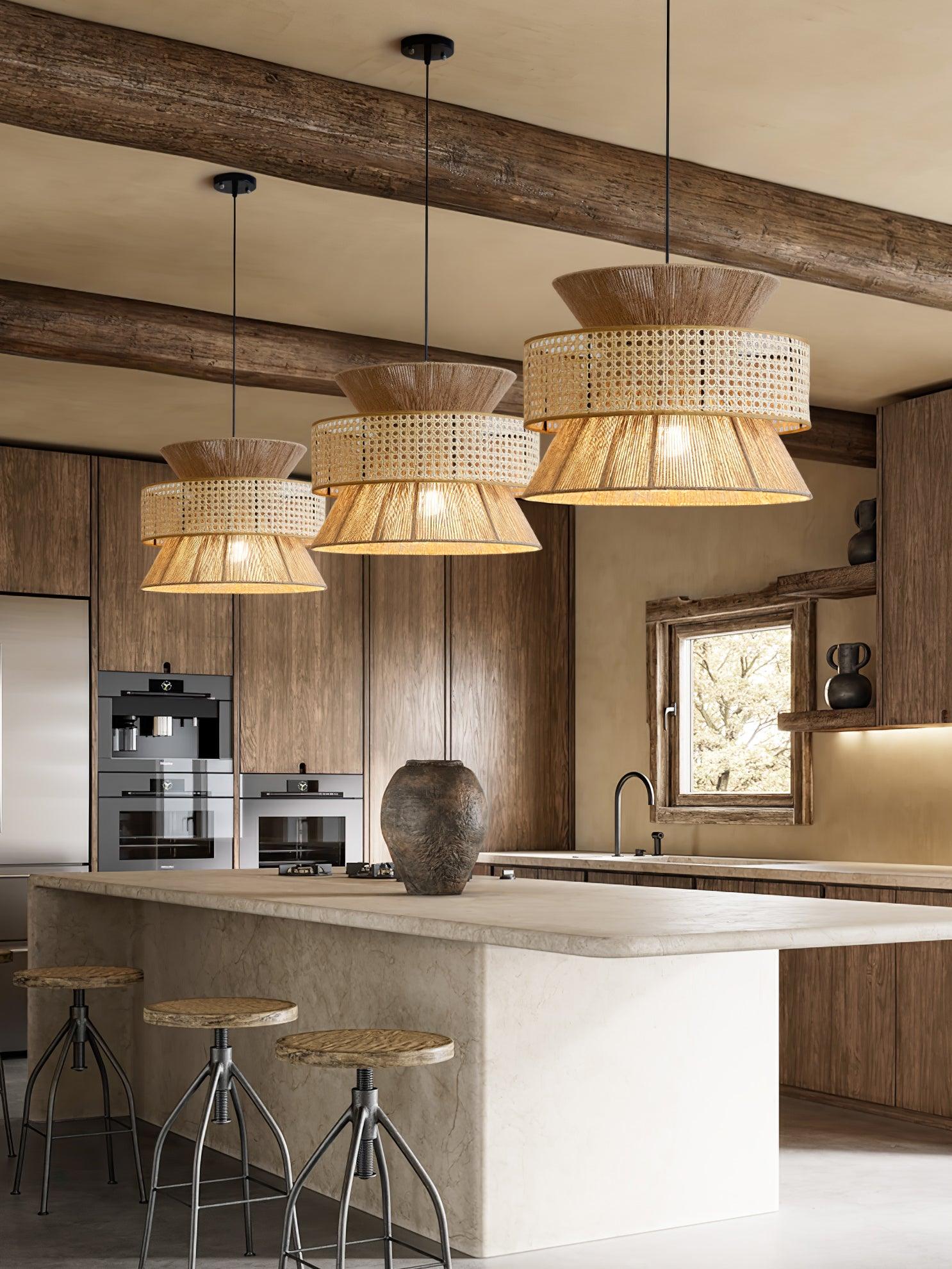 Ophelia Woven Rattan Pendant Light - Lamp Copper
