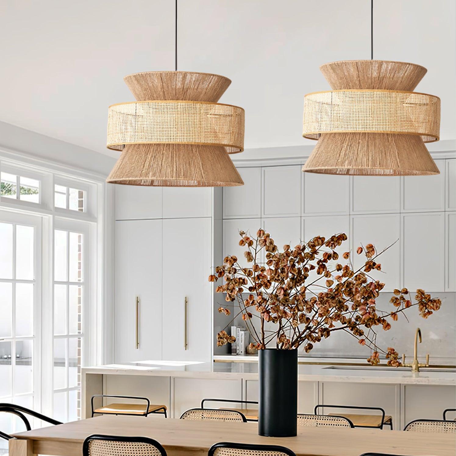 Ophelia Woven Rattan Pendant Light - Lamp Copper