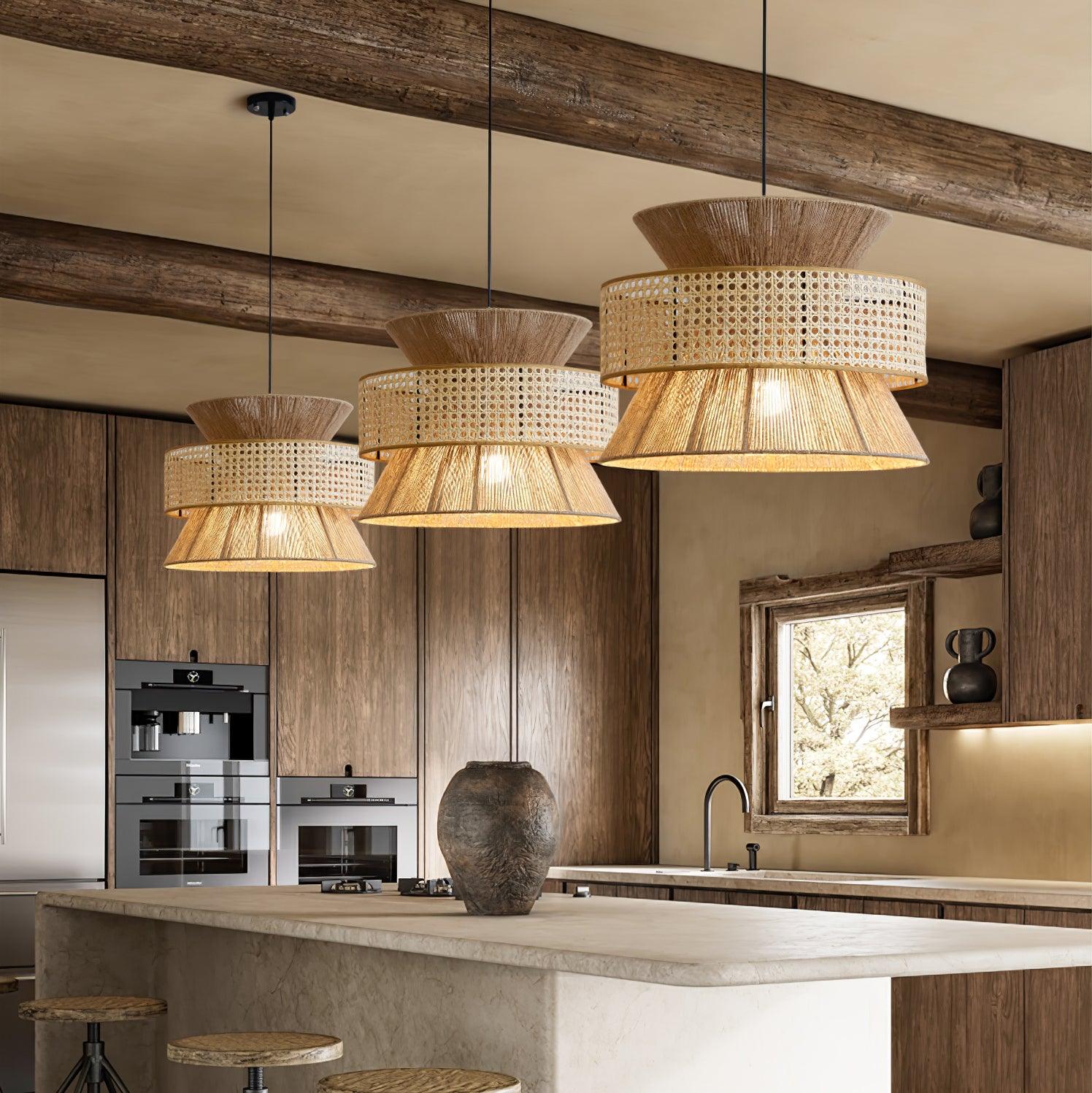 Ophelia Woven Rattan Pendant Light - Lamp Copper