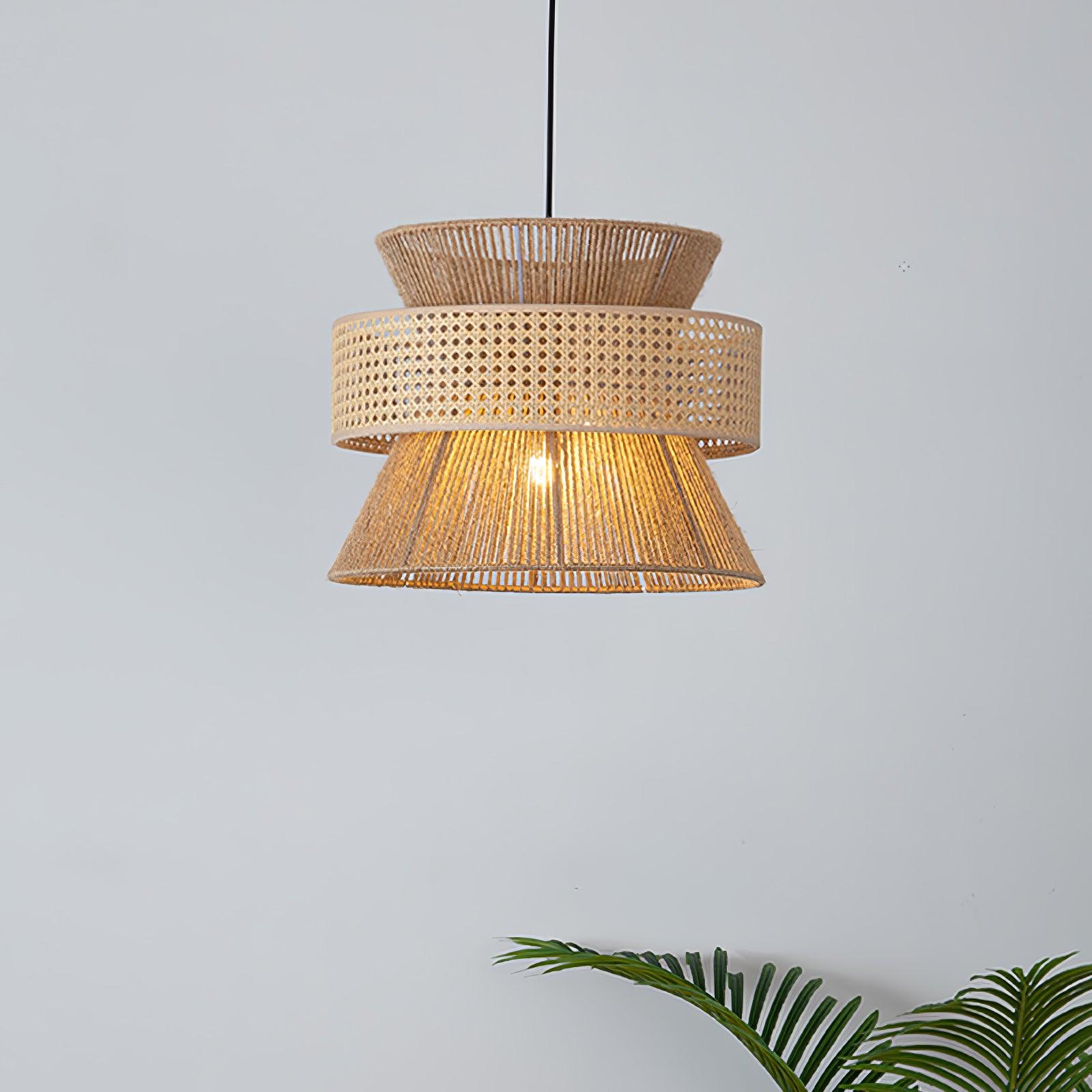 Ophelia Woven Rattan Pendant Light - Lamp Copper