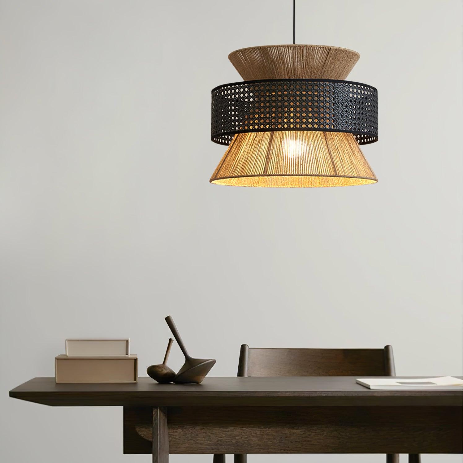 Ophelia Woven Rattan Pendant Light - Lamp Copper