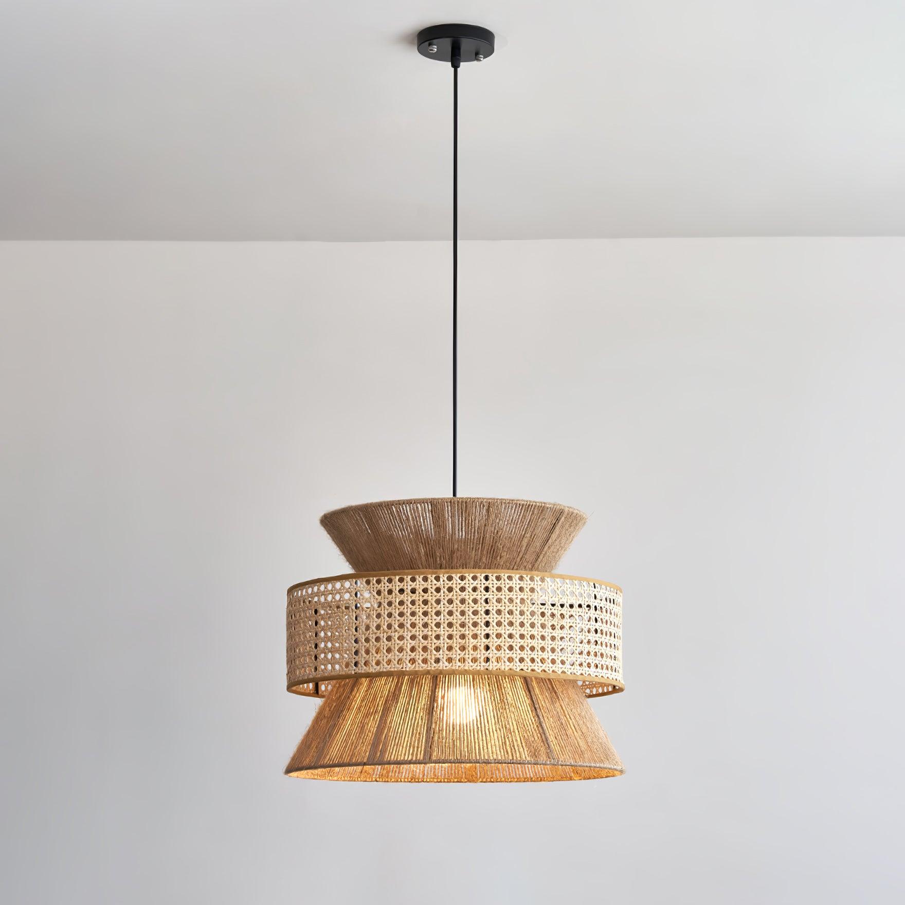 Ophelia Woven Rattan Pendant Light - Lamp Copper