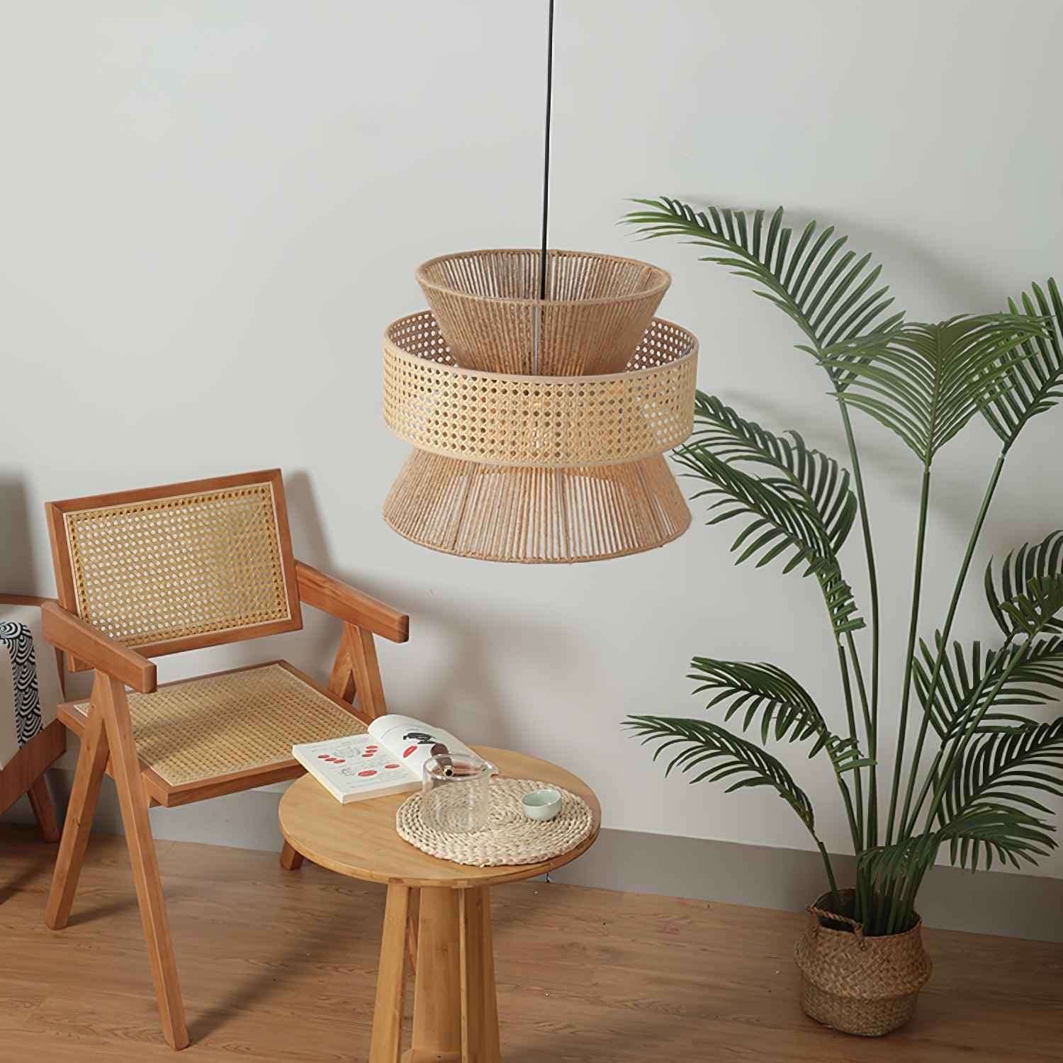 Ophelia Woven Rattan Pendant Light - Lamp Copper