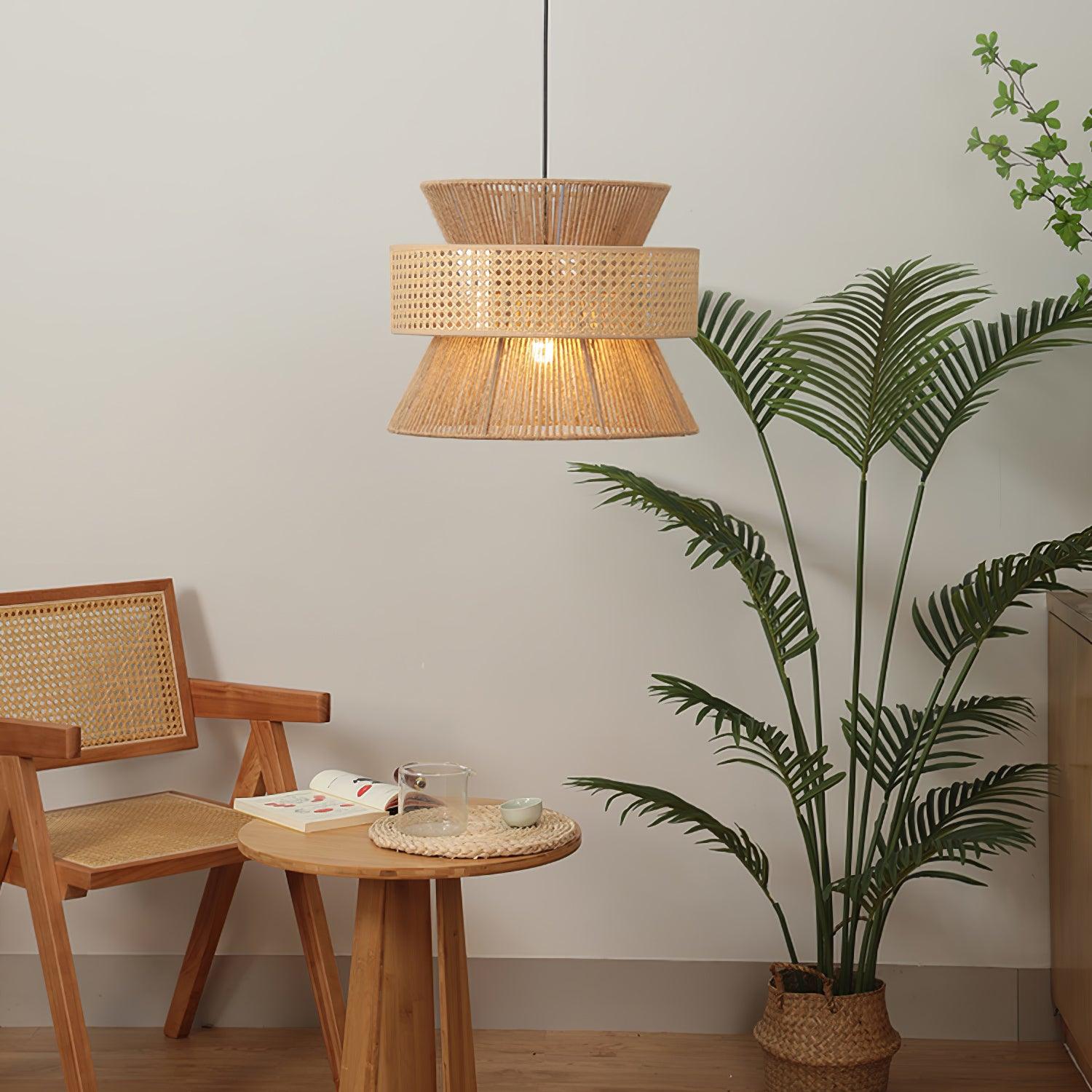Ophelia Woven Rattan Pendant Light - Lamp Copper