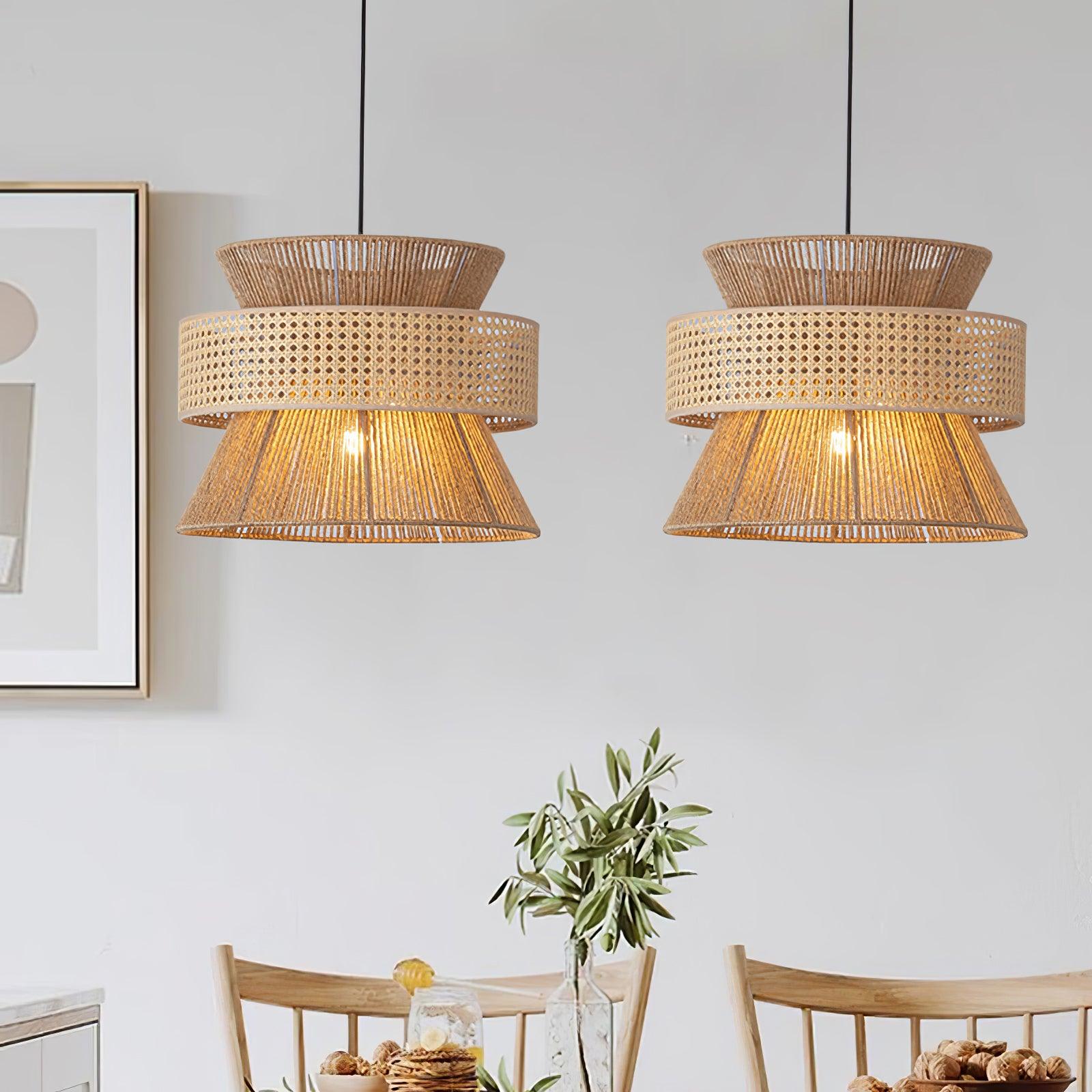 Ophelia Woven Rattan Pendant Light - Lamp Copper