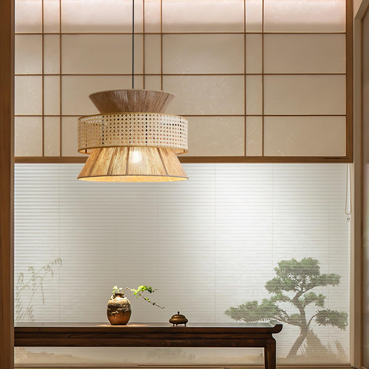 Ophelia Woven Rattan Pendant Light - Lamp Copper
