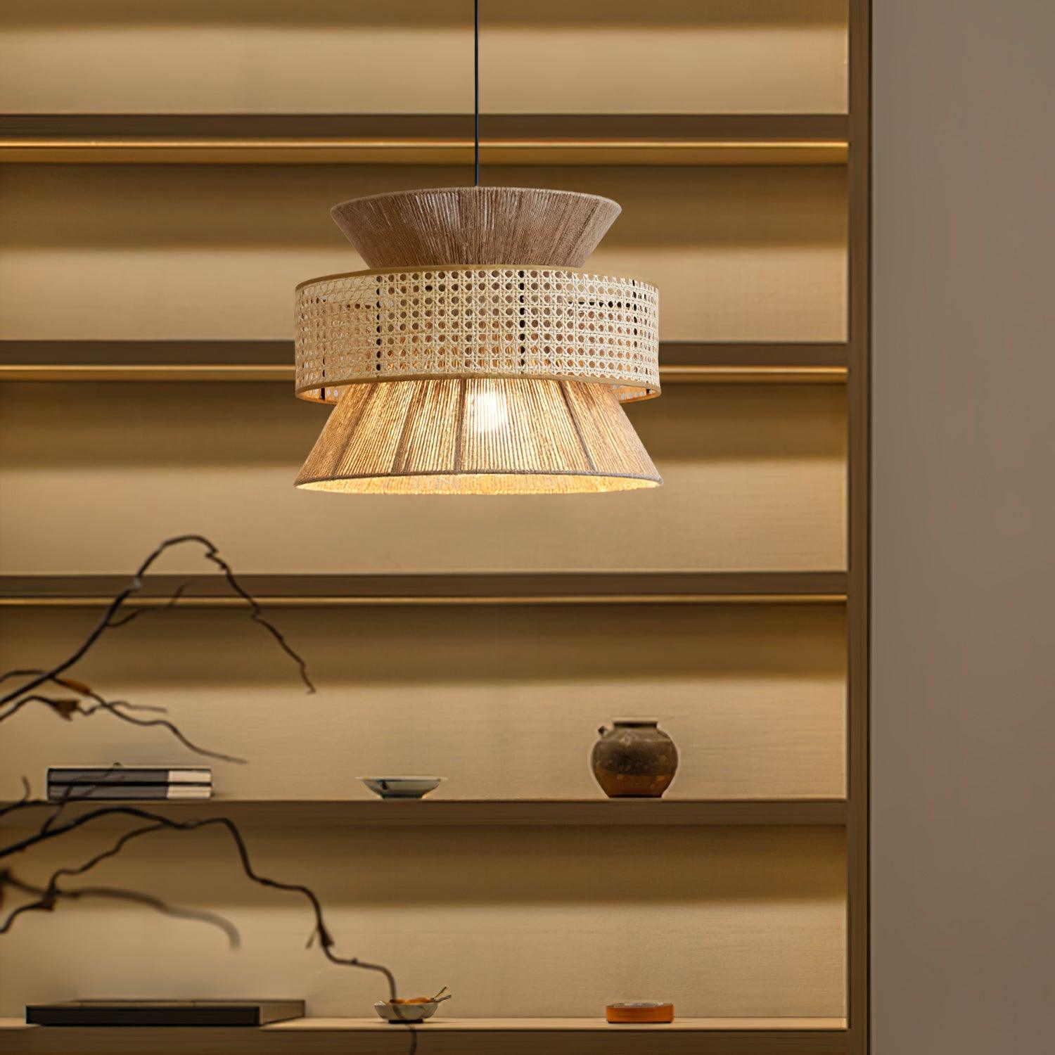 Ophelia Woven Rattan Pendant Light - Lamp Copper