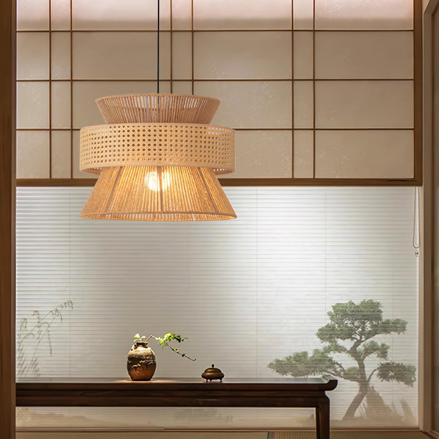 Ophelia Woven Rattan Pendant Light - Lamp Copper