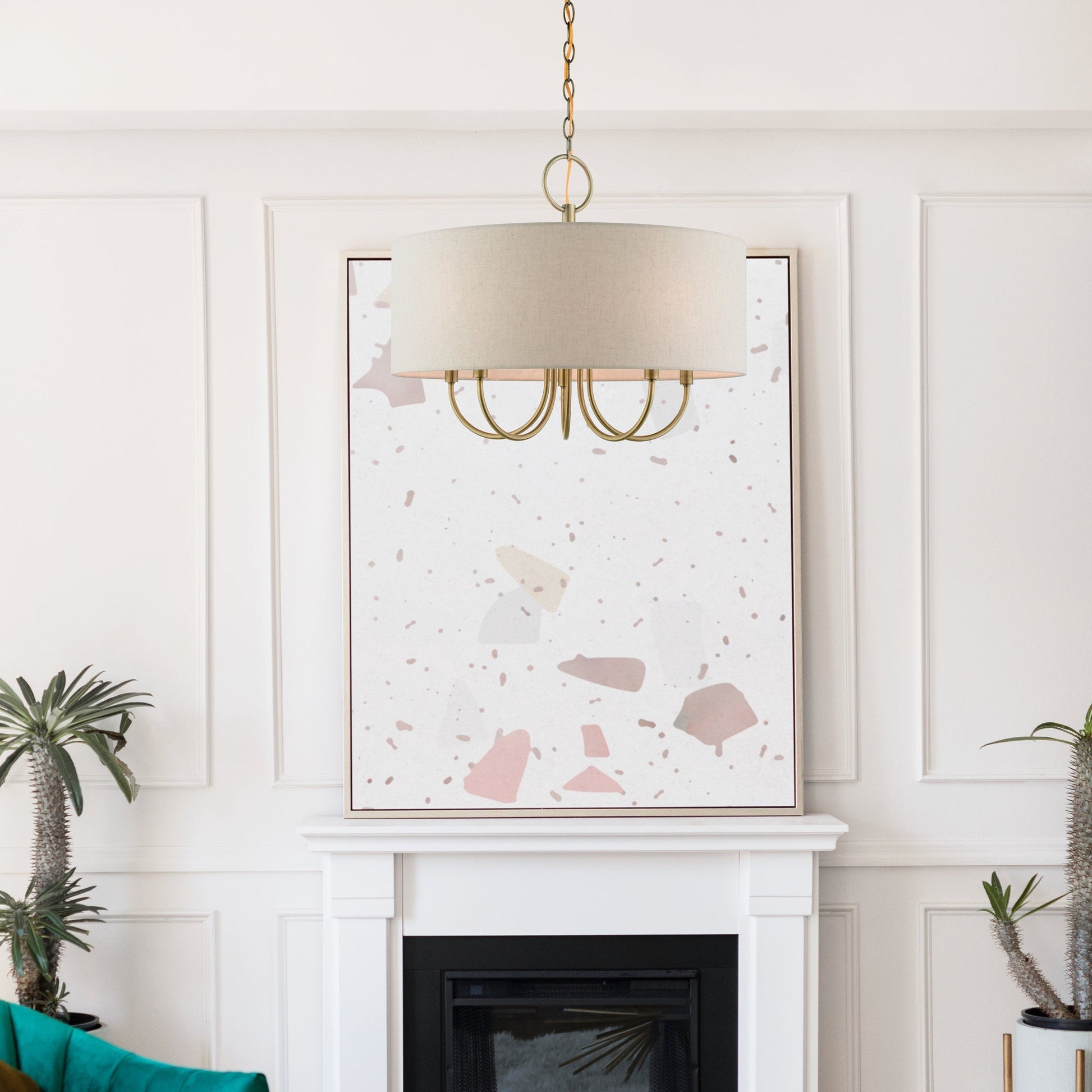 Ovyneth Classic Vintage Drum Fabric Chandelier - Lamp Copper