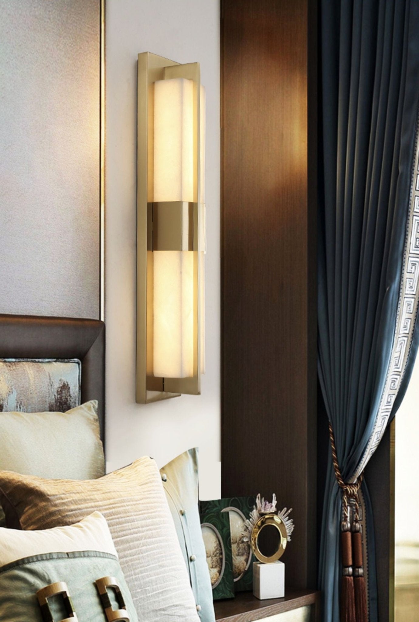 Caspian Alabaster Brass Wall Light - Lamp Copper